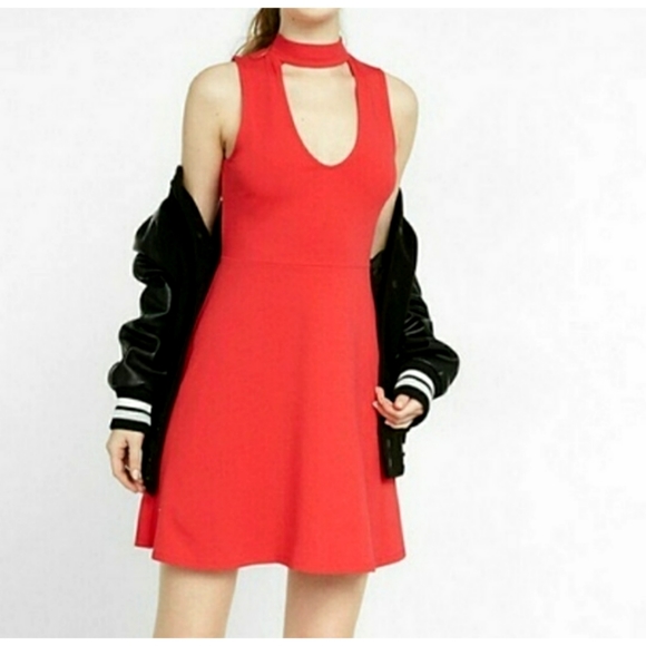 Express Dresses & Skirts - NEW EXPRESS KEYHOLE RED PLEATED MIDI DRESS ~